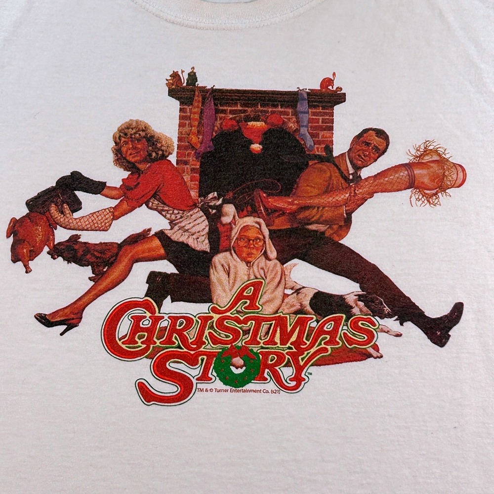 A Christmas Story T-Shirt Movie Graphic Cotton Large White Holiday Ralphie